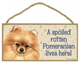 Wood Sign -    61954  A spoiled rotten - Pomeranian Lives Here - $5.95