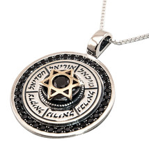 Round Pendant Magen David and Angels Names Silver 925 Gold 9K Black Onyx... - $234.63