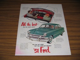 1951 Print Ad &#39;51 Ford Convertible &amp; 2-Door Hard Top with Lifeguard Body - $19.01