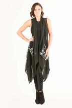 Women&#39;s Black/White Sleeveless Long Duster Vest Cardigan with 2 Pockets ... - £61.26 GBP