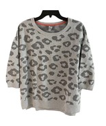 JCP L Large Pullover Sweater Women Crew Neck 3/4 Sleeve Animal Print Gray - £11.27 GBP