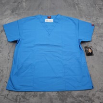 Dickies Shirt Mens L Blue Unisex Short Sleeve Vneck Medical Uniform Scru... - £18.18 GBP