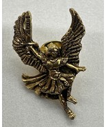 Vintage Warrior Angel Pin Brooch Pin Back Gold Tone TBN 1.25&quot; - €9,29 EUR