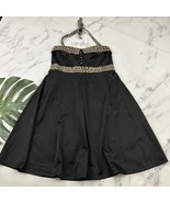 Torrid Retro Chic Halter Dress Size 14 Black Leopard Print Satin Pin Up - $47.37 CAD