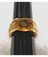 David Yurman 18Kt Gold Citrine Cable Ring Sz 7.5 Side Rope Detail Great Shape - $1,237.50