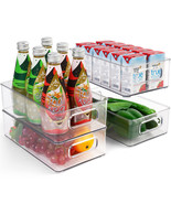 4X Refrigerator Organizer Bins Plastic For Fridge Kitchen Cabinet Pantry... - £36.19 GBP