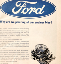 1966 Ford Motor Blue Engines Advertisement Automobilia V8 Motors Vintage... - $379.96 MXN