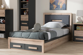 Calida Dark Gray and Light Brown Two-Tone 2-Drawer Twin Size Storage Bed - $11,055.74 MXN