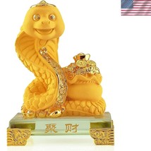 6.1’’ Zodiac Snake Golden Resin Decor - Collectible Elegance for Every S... - $1,092.89 MXN
