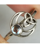 Sterling Silver &amp; Moonstone? ladies ring vintage ring 925 SIZE 7 adjustable - €28,55 EUR