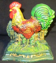 Gorgeous Handpainted Cast Iron Rooster Chicken Napkin Book Newspaper Holder - £12.78 GBP