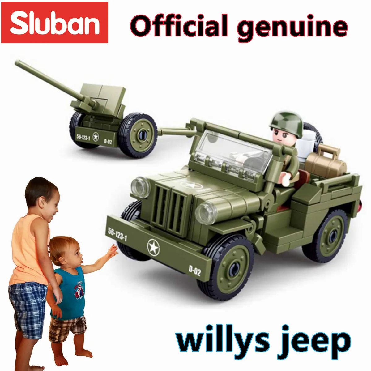 Sluban Building Block Toys WW2 Army Willys Jeep 143PCS Bricks B0853 Military - £15.49 GBP