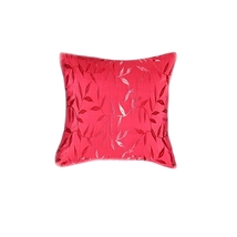 Vintage Red Satyna Pillow, Classic, Back Red Wine Velvet,  Pipping, 16x16&quot; - $39.00