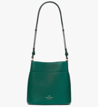 Kate Spade Leila Bucket Bag Pebbled Dark Green Leather Purse KE489 NWT $359 FS - $128.59
