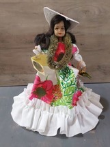 Vintage Hawaiian Makaleka Doll OOAK Viva Fashion Dress Tapa Face 11&#39;&#39; Ha... - £37.08 GBP