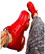 Christmas Women&#39;s Patent Leather Sneakers Red Clear Bubble Shoes - £20.66 GBP