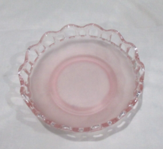 Vintage Anchor Hocking Frosted Pink Glass Bowl With Open Lace Rim - £11.87 GBP