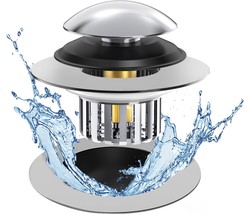 Universal Tub Stopper Bathtub Drain, Drain Hair Catcher And Cover, Pop, Silver - $44.95