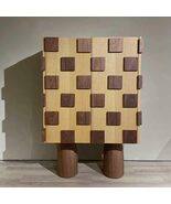 Italian Minimalist Two-Tone Checkered Tall Cabinet  Modern Luxury Stora... - $2,899.00