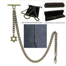 Albert Chain Bronze Pocket Watch Chain for Men with Star Design Fob T Bar AC61 - £9.99 GBP+