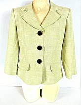 Miss Dorby womens Sz 8 3/4 sleeve light green RAYON blend button up jack... - $8.78