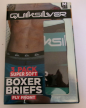 Three QuickSilver boxer briefs Size Medium Fly Front Green Black and Gray - $17.77