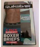 Three QuickSilver boxer briefs Size Medium Fly Front Green Black and Gray - $327.10 MXN