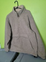Eddie Bauer Beige Fleece Sweater Mens Medium Relaxed Fit Pullover  - £25.14 GBP