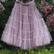 PINK Polka Dot Tulle Skirts Romantic Layered Polka Dot Tulle tutu Skirt Outfit 