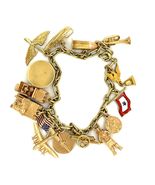 14k Yellow Gold Vintage Patriotic Americana Charm Bracelet 31.8 grams 6.75&quot; - €6.492,45 EUR
