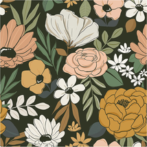 HAOKHOME 93217 Vintage Large Floral Peel and Stick Wallpaper Removable Daisy Lea - £20.31 GBP