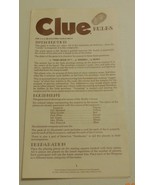 1972 CLUE Board game Replacement Instructions Parker Brothers Piece Part - $14.19 CAD