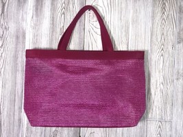 Escada Pink Handles Tote Bag With Orange and Pink Tie Down Liner Gym/Bea... - $29.65