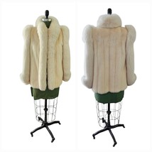 Vintage Cream Ivory Mink &amp; Fox Fur Luxurious Coat Short Length - $341.55