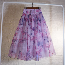 Purple Rose Floral Party Skirt Outfit Organza Maxi Holiday Party Skirt Plus Size image 3