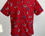 Music Cassette Hawaiian Button Down Short Sleeve LARGE Red Shirt by Five... - £13.99 GBP