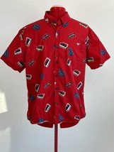Music Cassette Hawaiian Button Down Short Sleeve LARGE Red Shirt by Five... - £13.94 GBP