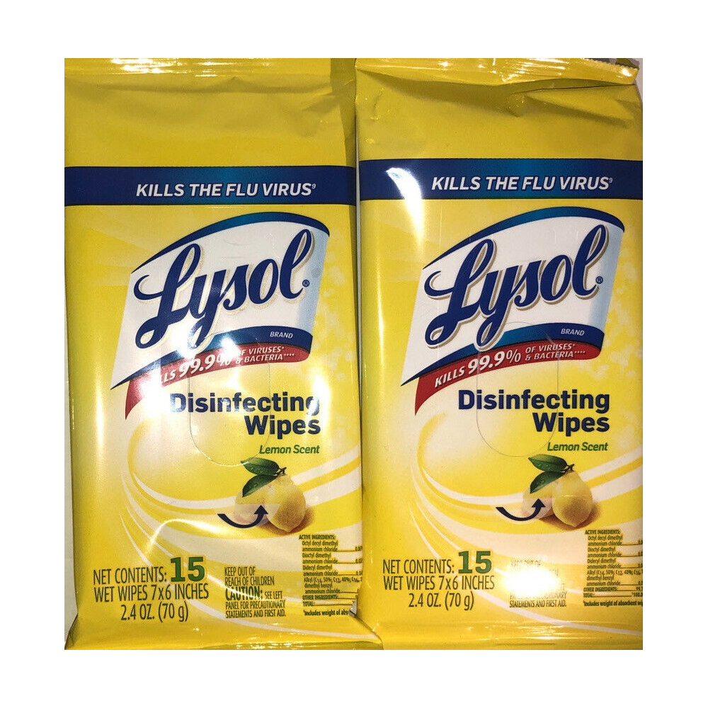 Lysol  Disinfecting Wipes (Twin Pack)   Travel Pack 15ct Lemon Scent Tra... - $14.60