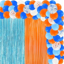 120 Pcs Blue And Orange Party Balloons Garland Kit For Party Decorations With Fo - £31.96 GBP