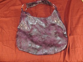 Women&#39;s Large Purple Purse With Silver Ring Strap Connections wc 12220 - £12.65 GBP