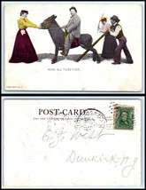 Vintage Postcard - Donkey, Mule, Burro, Big Man Sitting On, Embossed F39 - £2.37 GBP