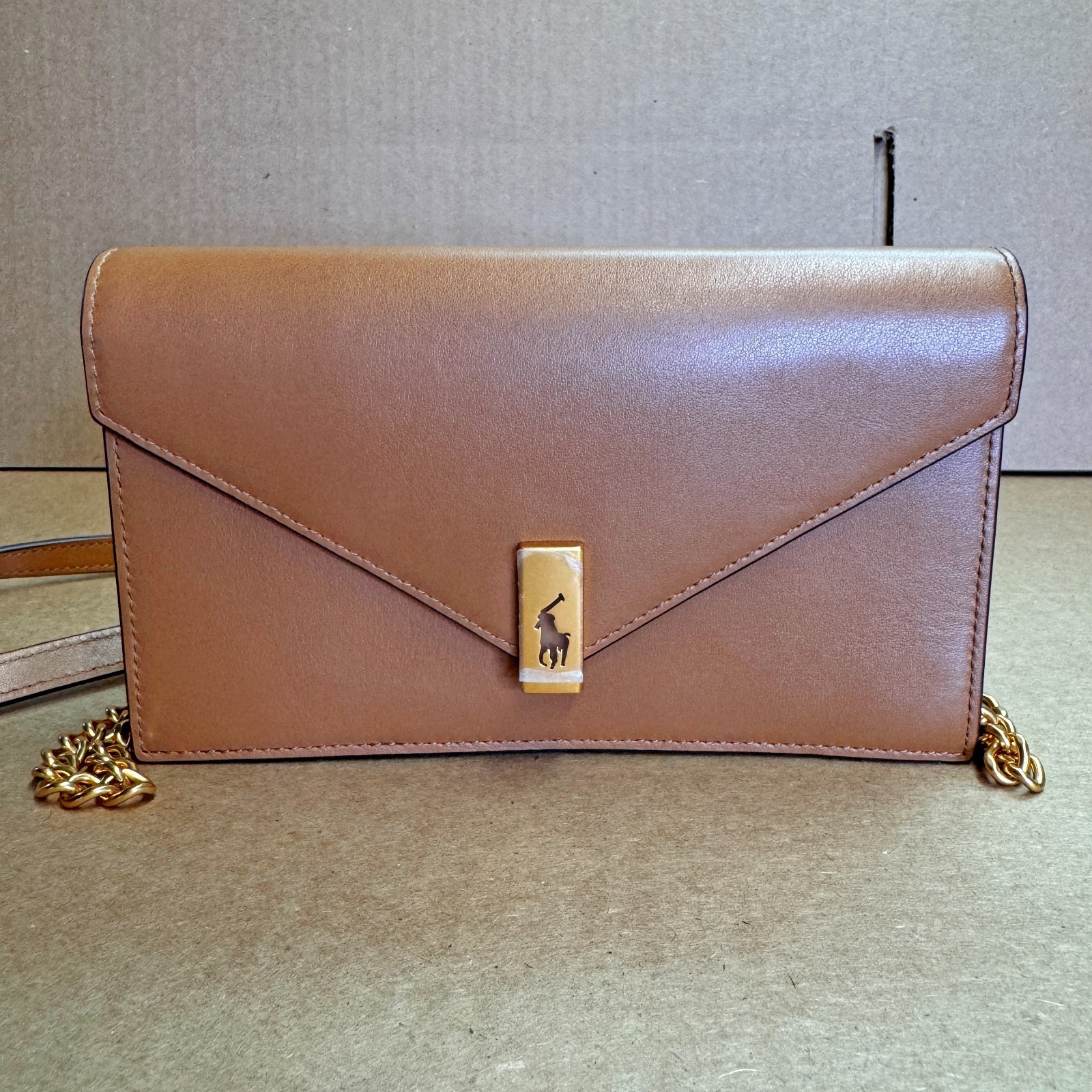 Polo Ralph Lauren Polo ID Leather Chain Wallet & Crossbody – Classic Tan Item image 8
