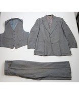 Vtg 60s Rockabilly Mens 44R Distressed Wool 3 Piece Suit Wedding Gray 36... - $2,726.52 MXN