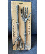 Cast Aluminum Metal Skeleton Hands Arms 2Pc. Halloween Salad Serving Set... - $29.99