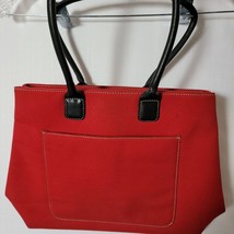 Charter Club Womens Shoulder Handbag Red Fabric Exterior Black &amp; White L... - $18.43