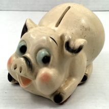 Vintage BROOKS Chalkware Piggy Bank Surprised Pig A N Brooks 1960s USA - $24.25