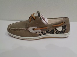 Sperry Size 6.5 M KOIFISH Taupe Leather Leopard Print New Womens Lace Boat Shoes - $98.01