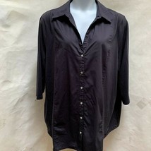 Avenue 30 32 Tunic Shirt Gray Button Plus Size 4X Comfy Soft Top - £15.75 GBP
