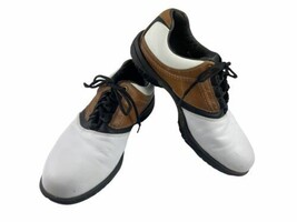 FootJoy Contour Series Men&#39;s Golf Shoes White Brown 10 M Leather Saddle ... - £26.64 GBP