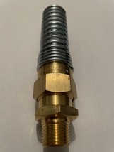 Brass DOT Air Brake Hose End Connector 3/8&quot; x 3/8&quot; Male NPT W/ Spring Guard - £9.58 GBP